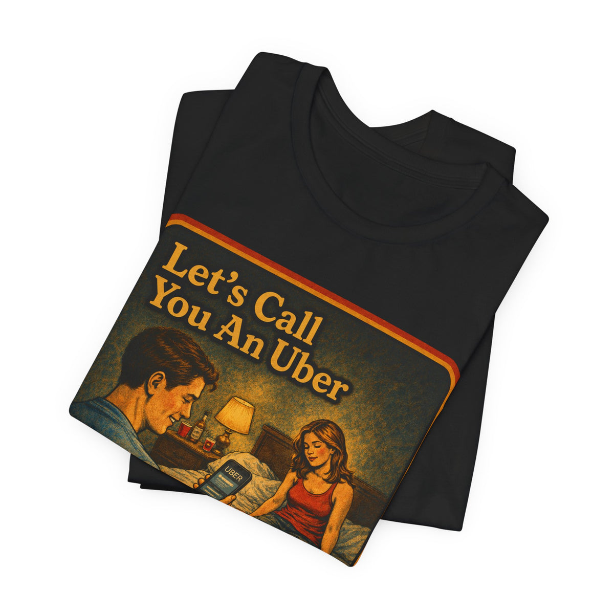 Let's Call You An Uber Unisex Tee in Black, view 3
