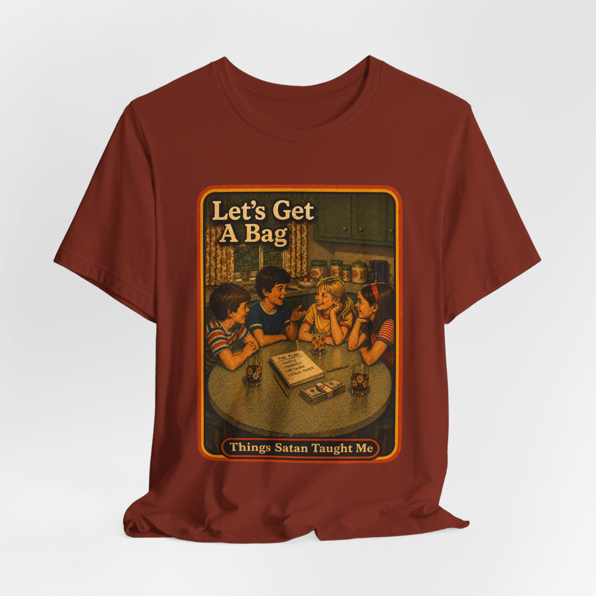 Let's Get Another Bag Unisex Tee in Rust, view 4