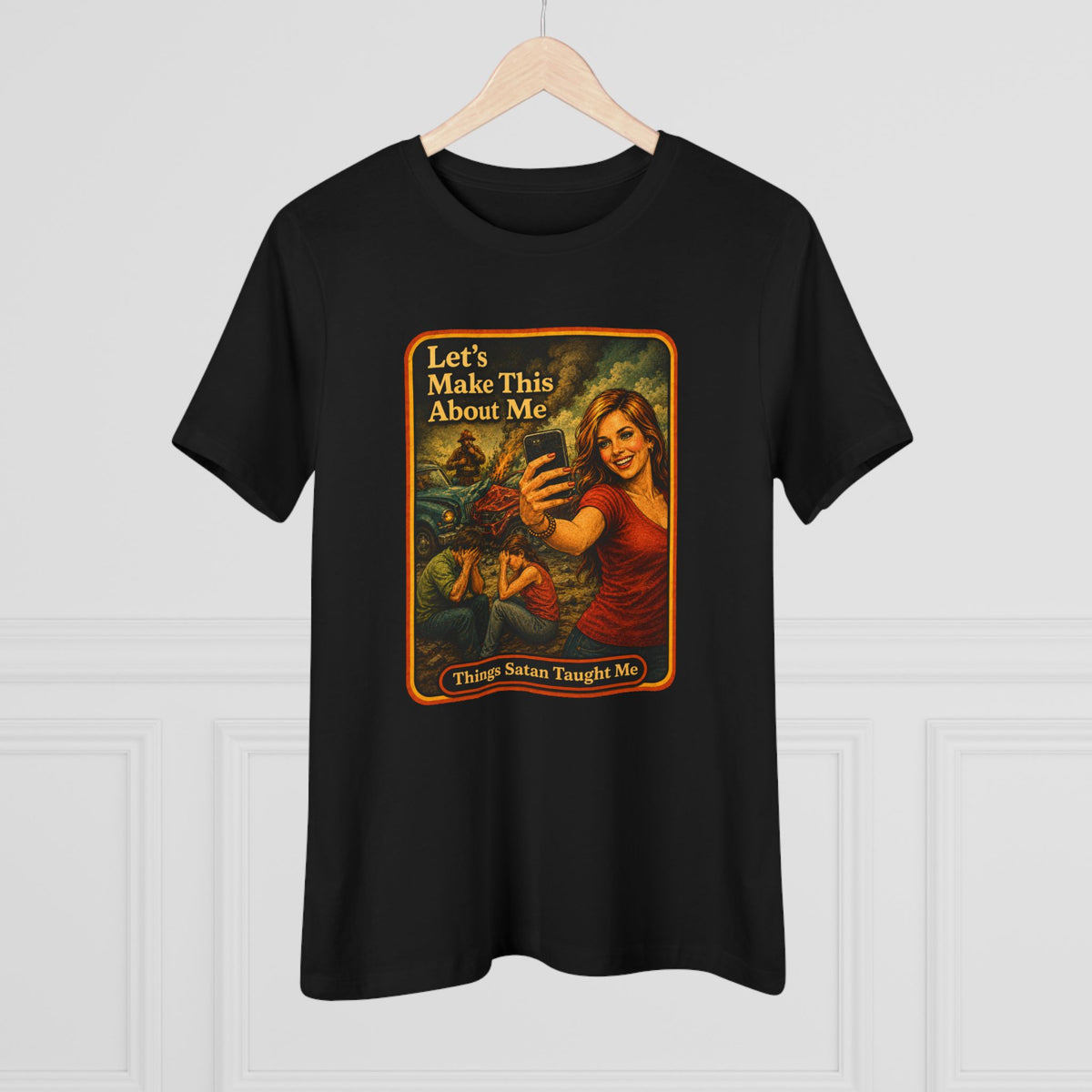 Let's Make This About Me Women's Tee in Black, view 4
