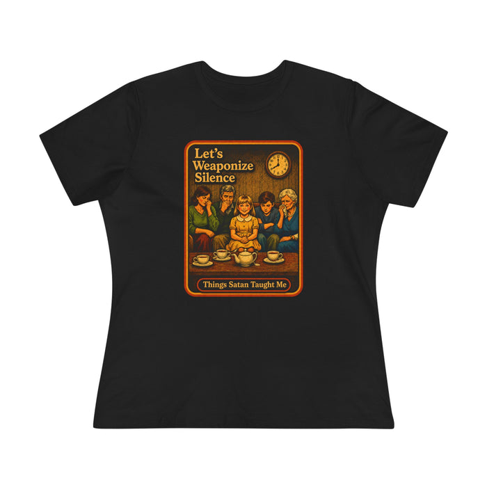 Let's Weaponize Silence Women's Tee in black
