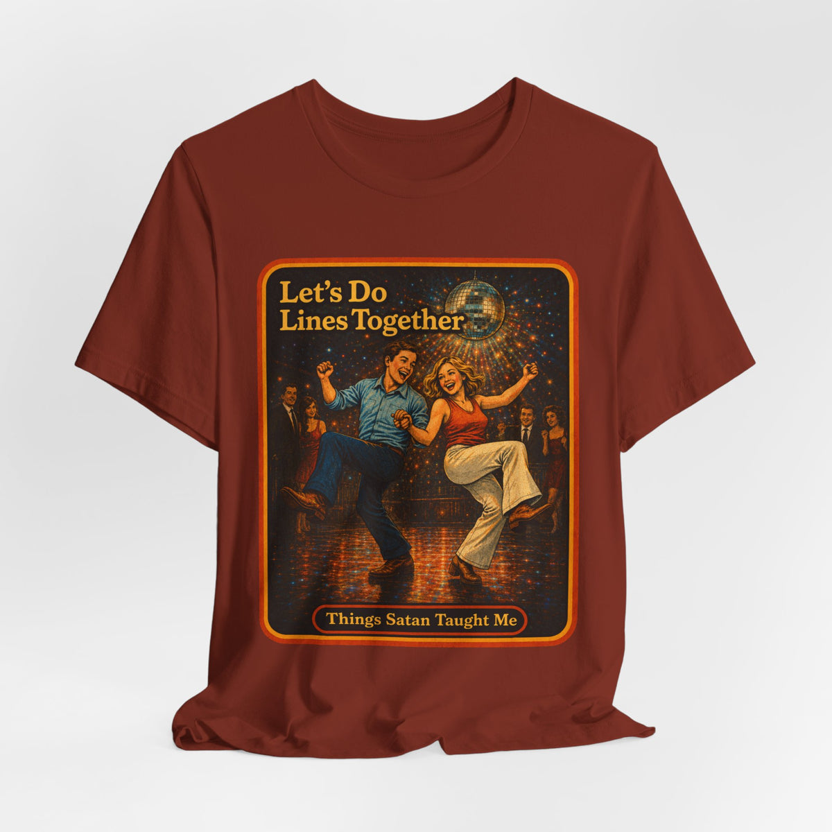 Let's Do Lines Together Unisex Tee in Rust, view 4