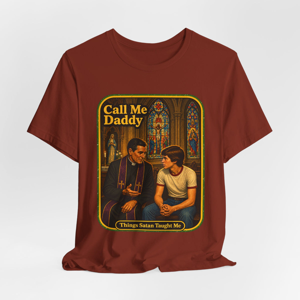 Call Me Daddy Unisex Tee in Rust, view 4