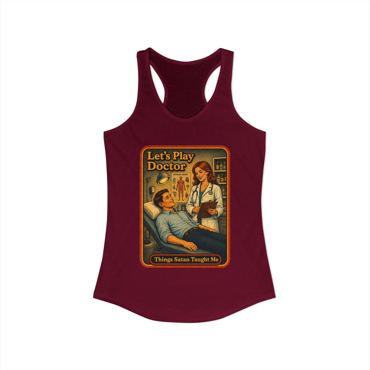 Let's Play Doctor Racerback Tank in Cardinal Red, view 2