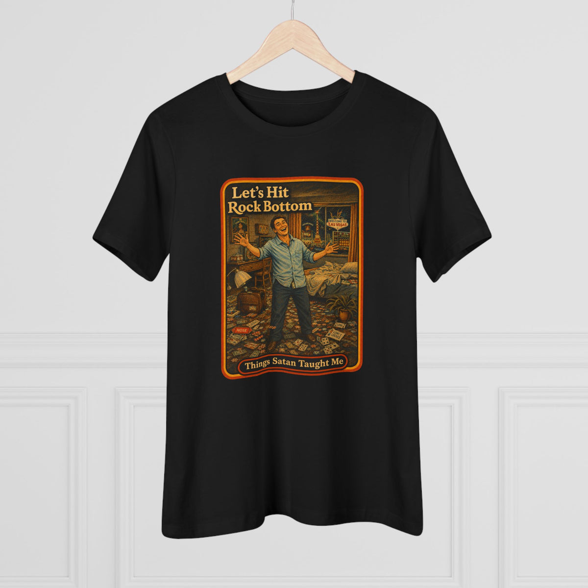 Let's Hit Rock Bottom Women's Tee in Black, view 4