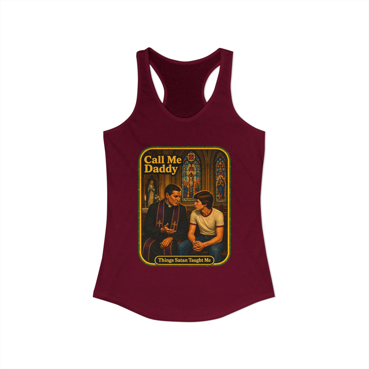 Call Me Daddy Racerback Tank in Cardinal Red, view 2