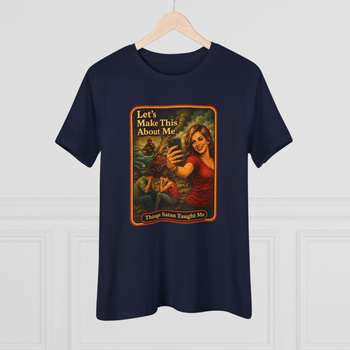 Let's Make This About Me Women's Tee in Navy, view 4