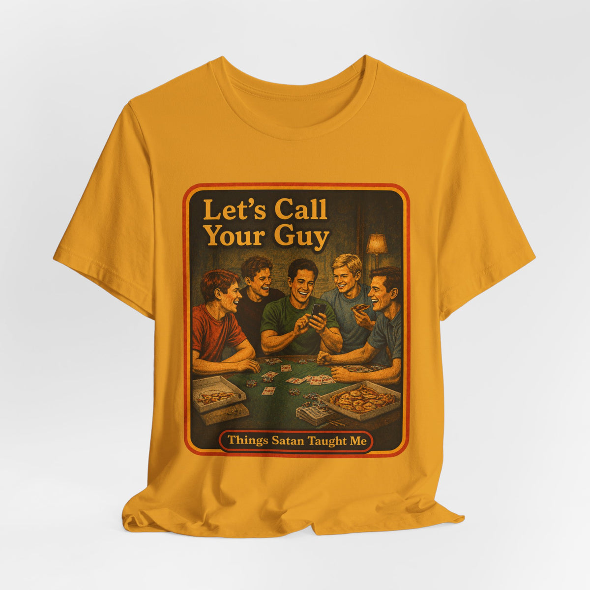Let's Call Your Guy Unisex Tee in Mustard, view 4