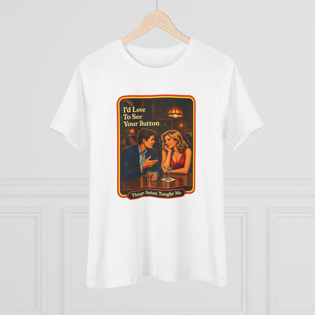 I'd Love To See Your Button Women's Tee in White, view 4