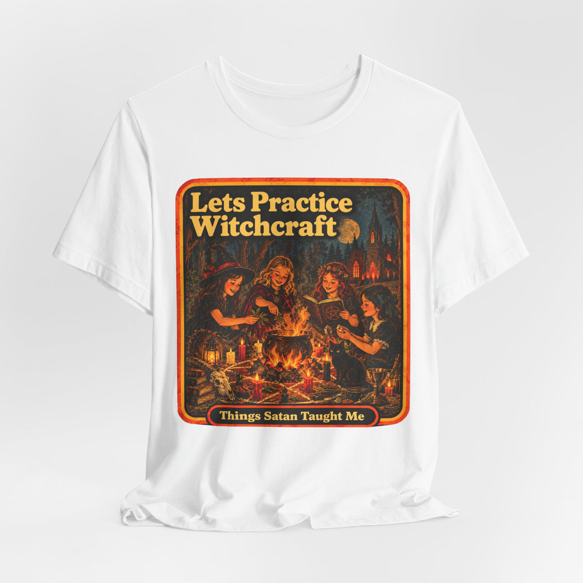 Let's Practice Witchcraft Unisex Tee in White, view 4