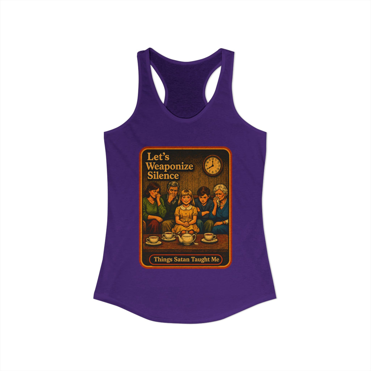 Let's Weaponize Silence Racerback Tank in Purple Rush, view 2