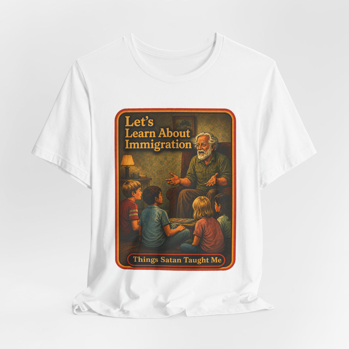 Let's Learn About Immigration Unisex Tee in White, view 4