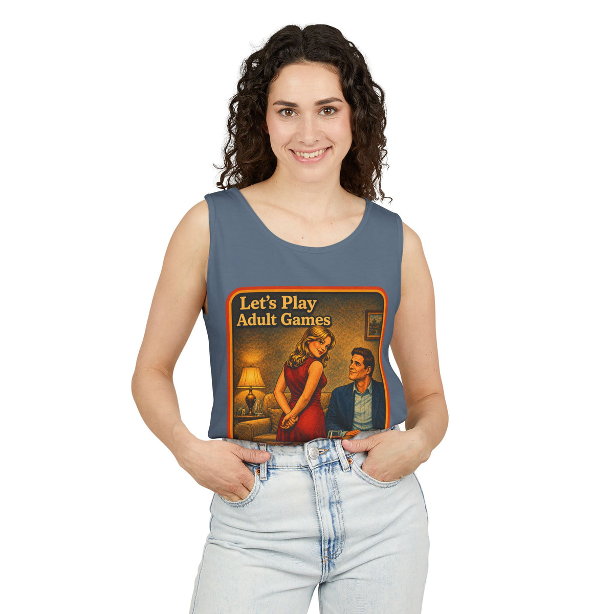 Let's Play Adult Games Wife Beater in Blue Jean, view 3
