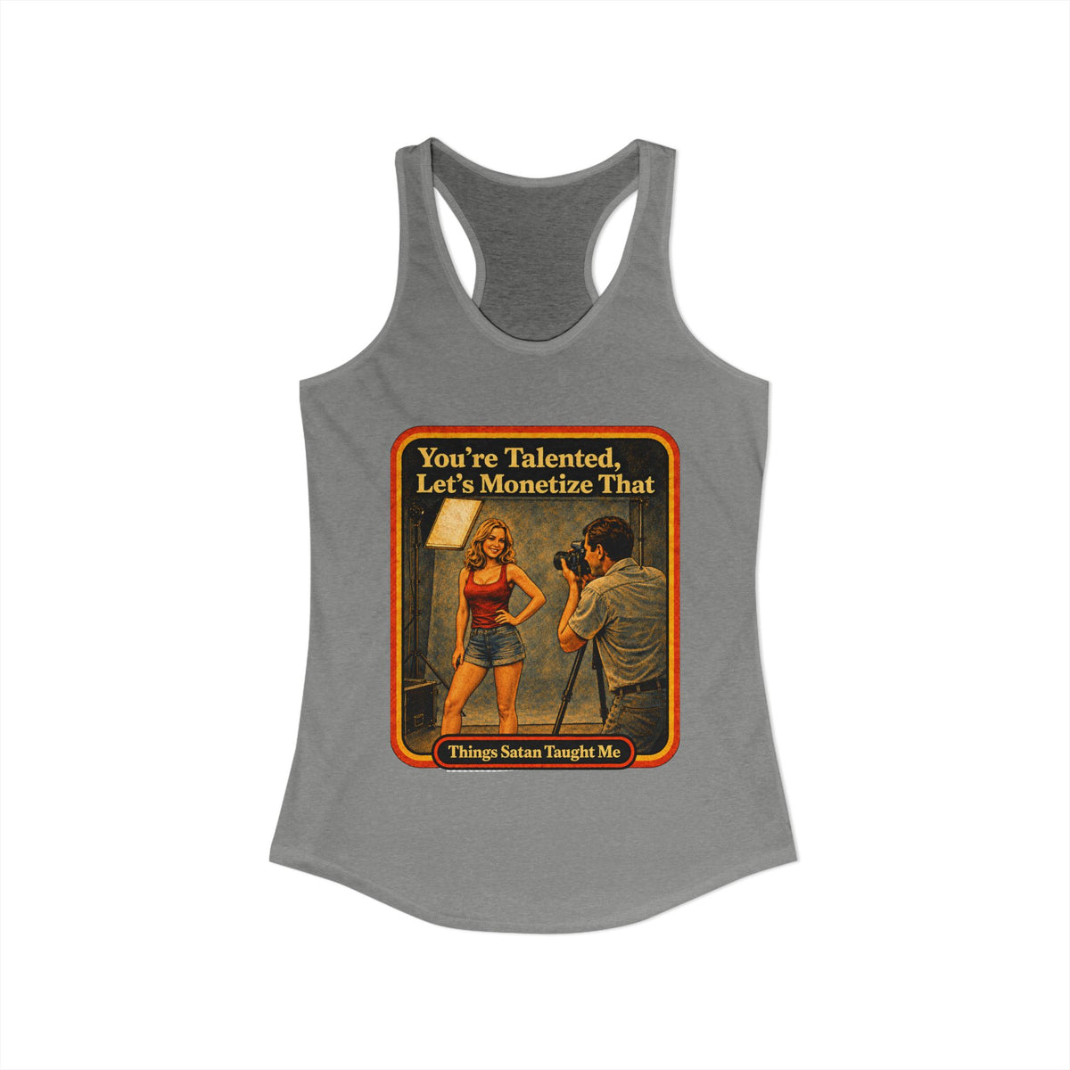 You're Talented, Let's Monetize That Racerback Tank in Heather Grey, view 2