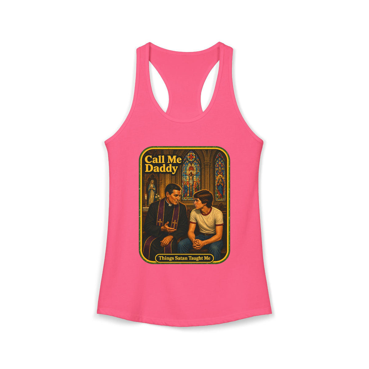 Call Me Daddy Racerback Tank in Hot Pink, front