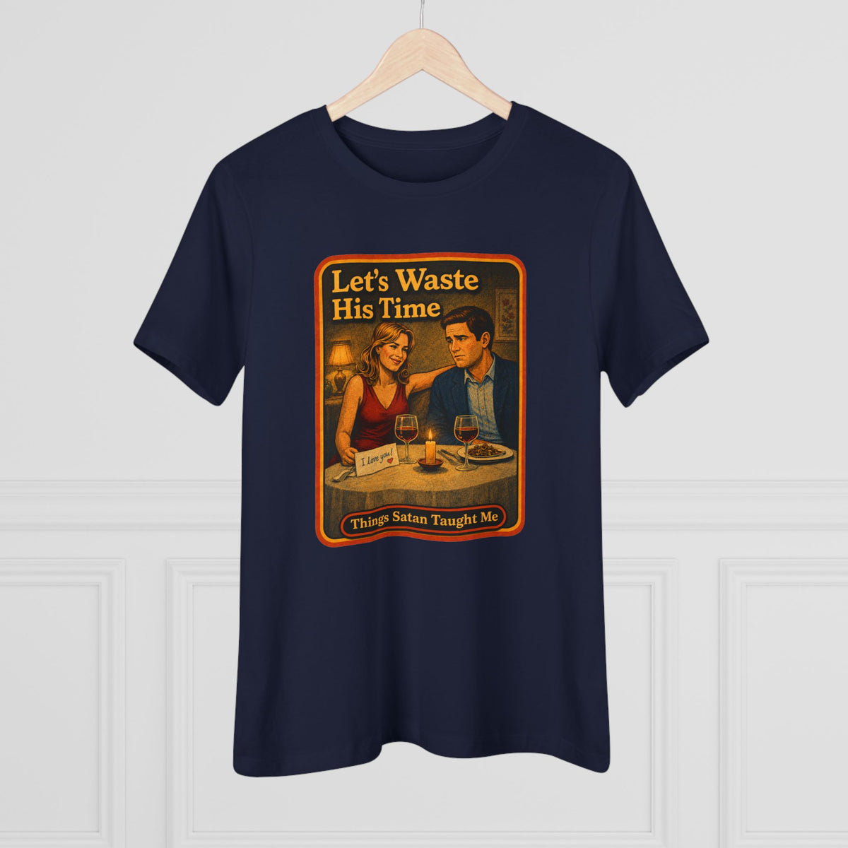 Let's Waste His Time Women's Tee in Navy, view 4