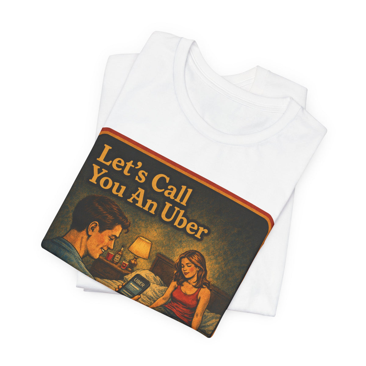 Let's Call You An Uber Unisex Tee in White, view 3