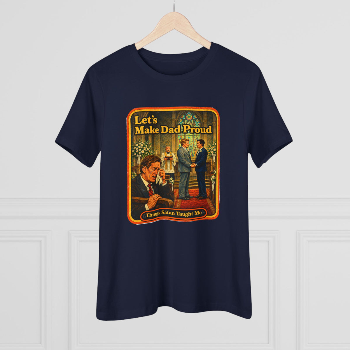 Let's Make Dad Proud Women's Tee in Navy, view 4
