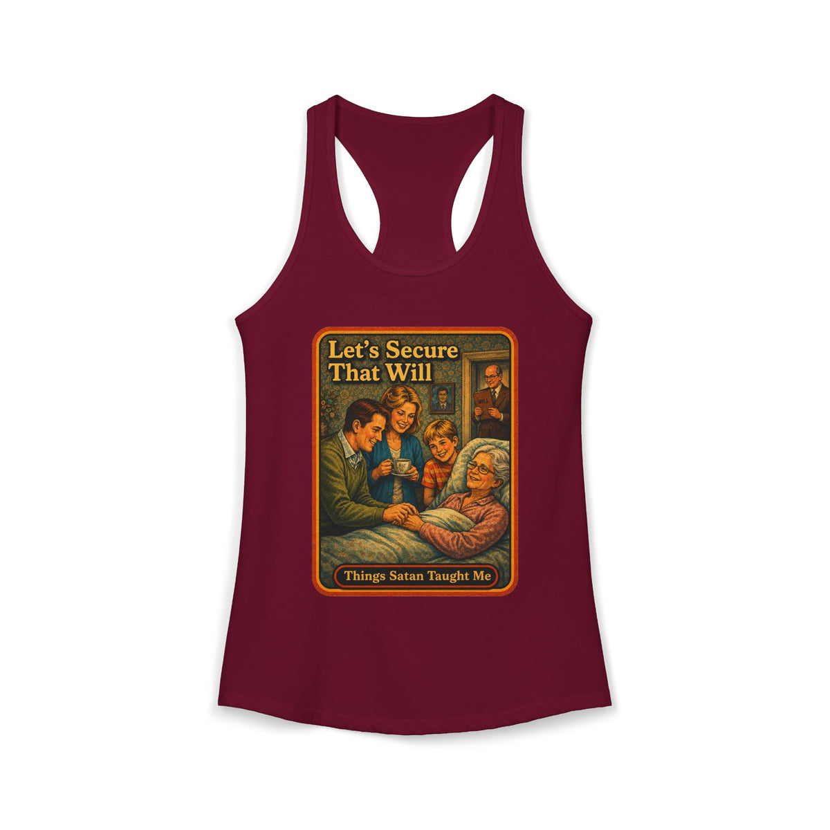 Let's Secure That Will Racerback Tank in Cardinal Red, front