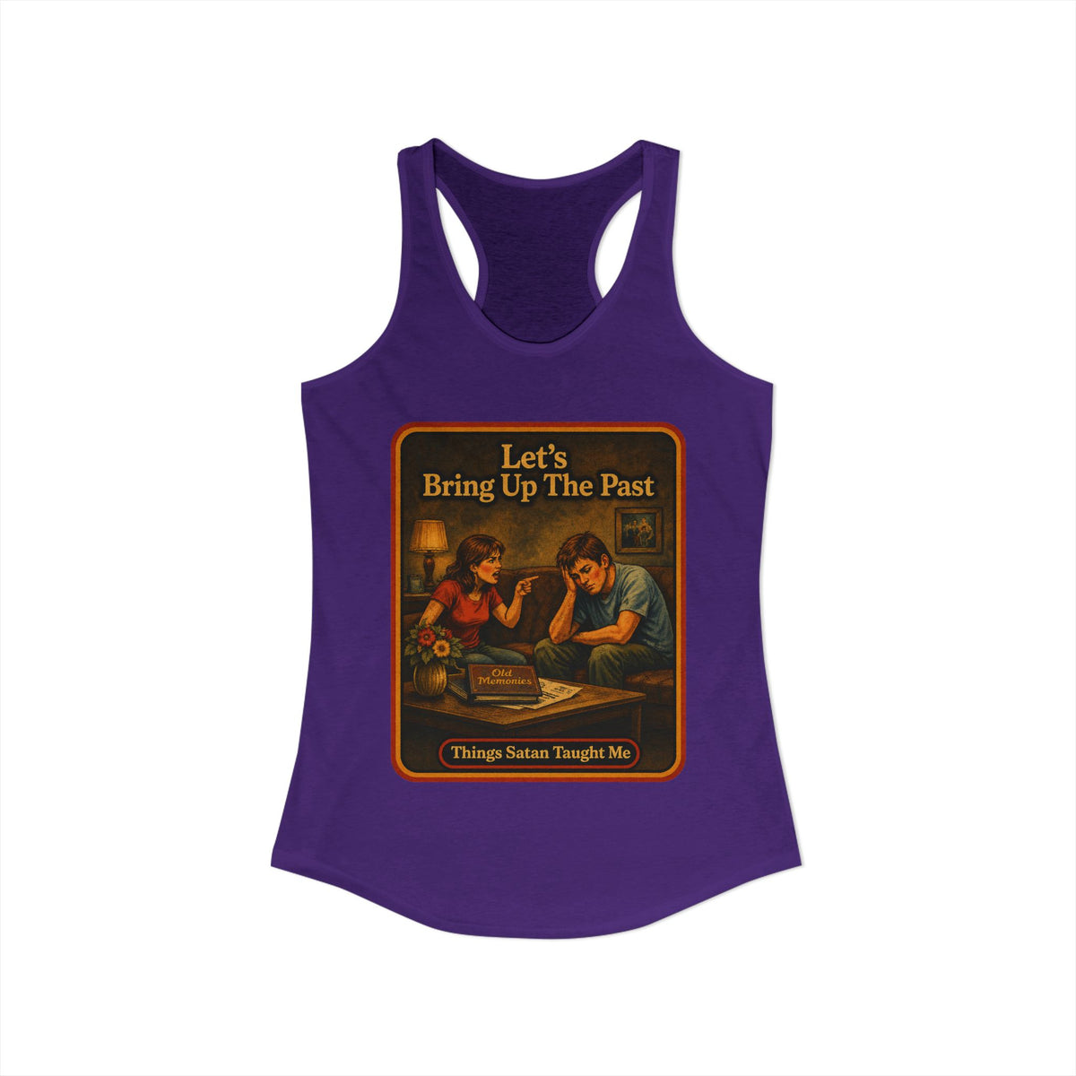 Let's Bring Up The Past Racerback Tank in Purple Rush, view 2