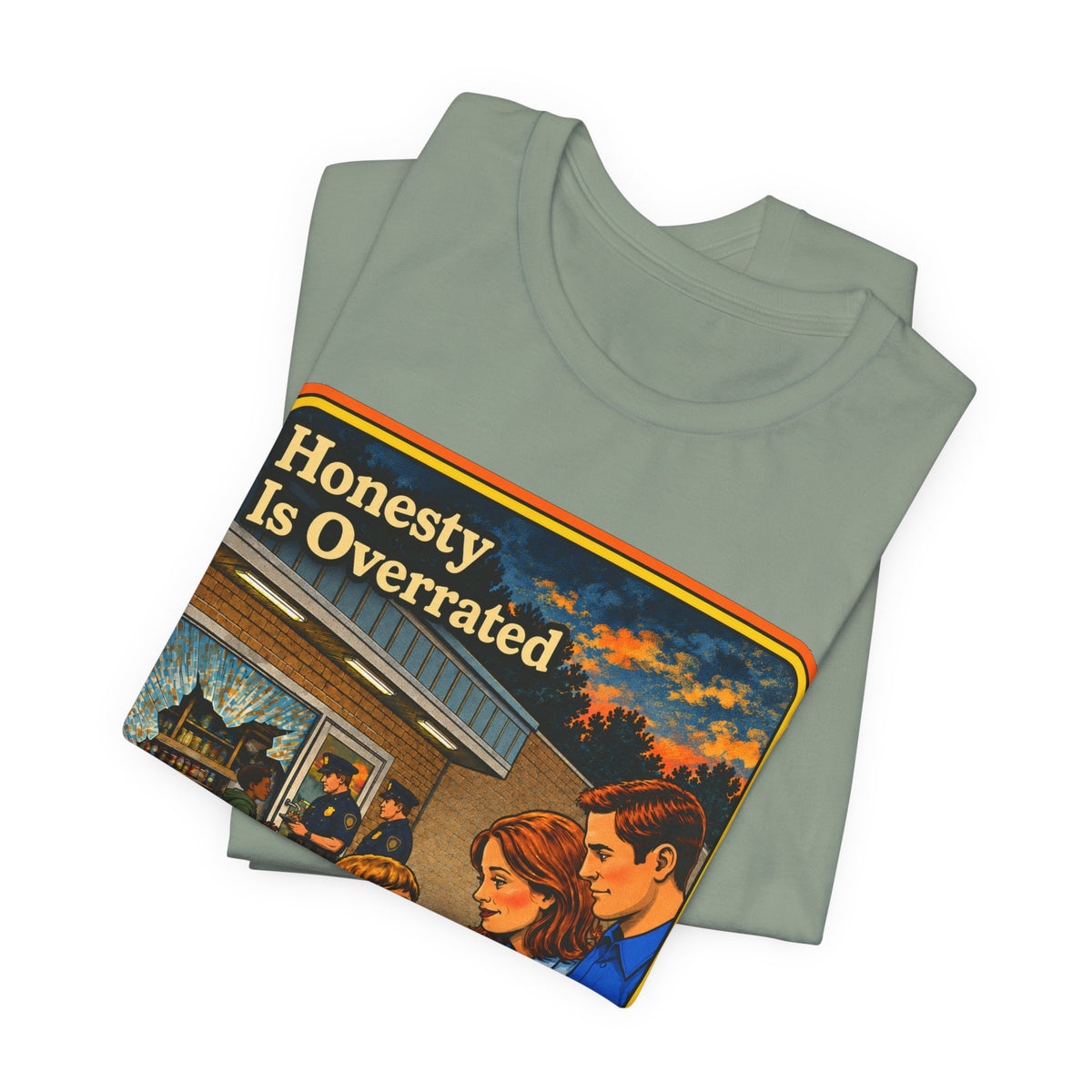 Honesty Is Overrated Unisex Tee in Sage, view 3