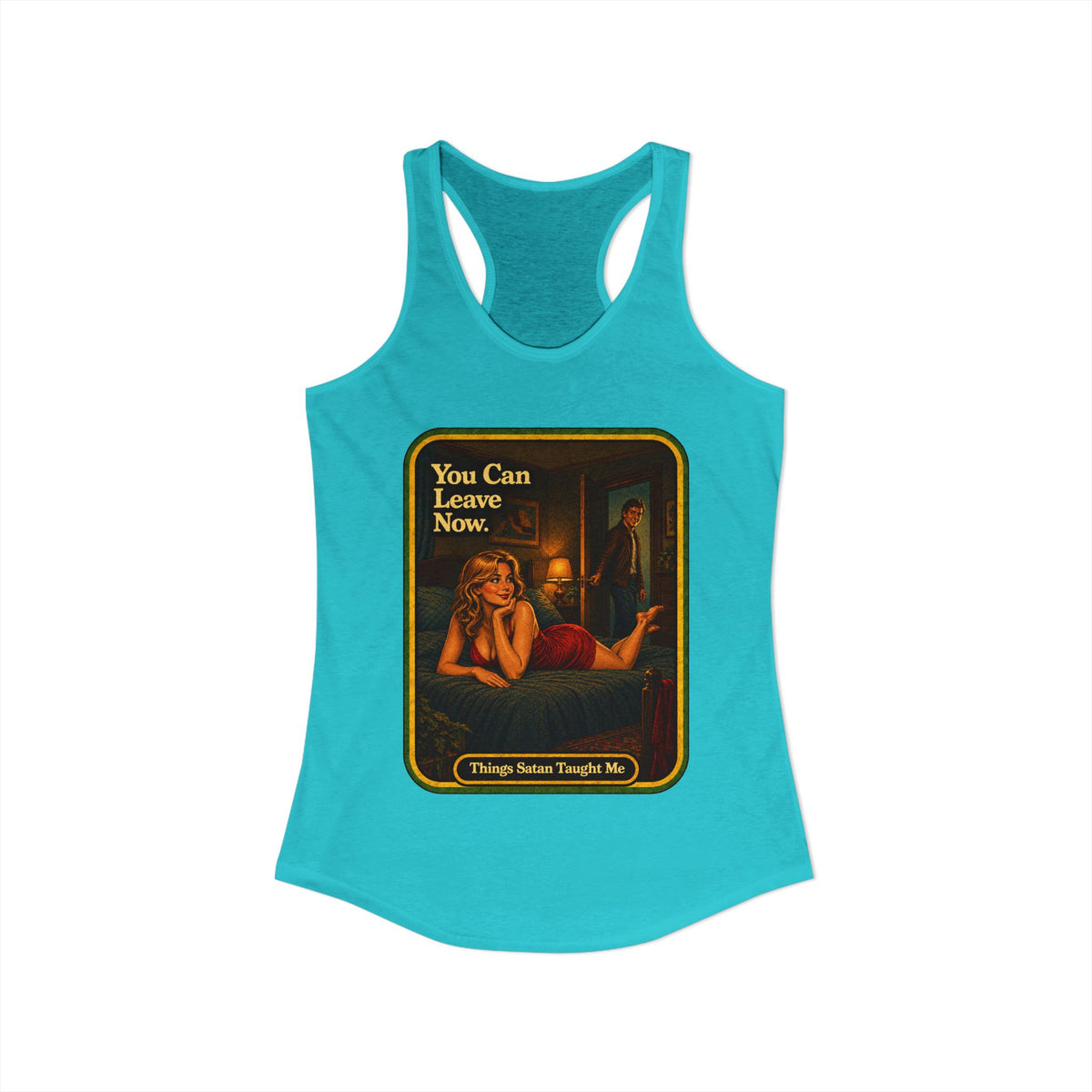 You Can Leave Now Racerback Tank in Tahiti Blue, view 2