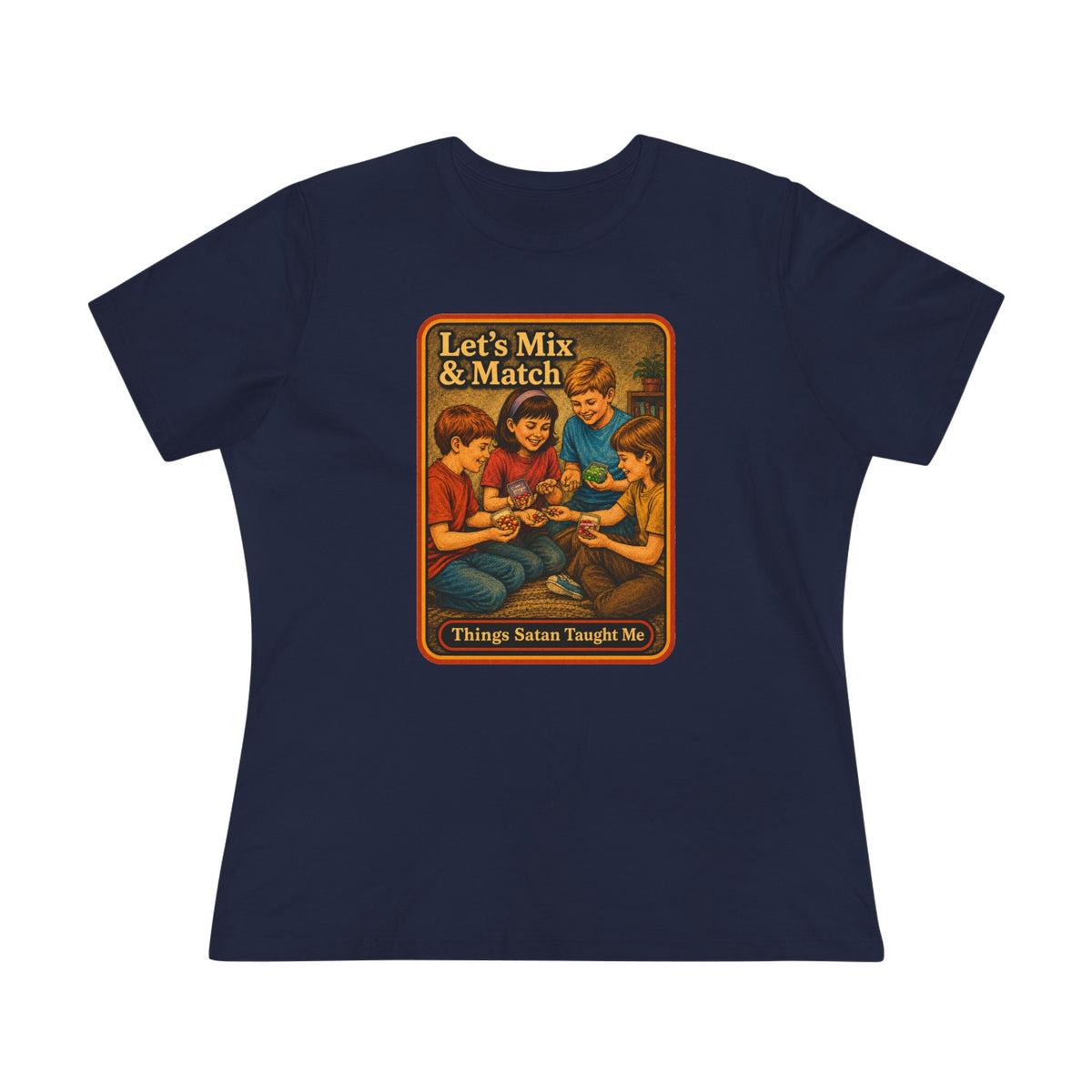 Let's Mix And Match Women's Tee in Navy, front