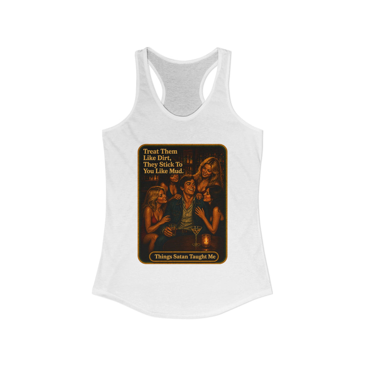 Treat Them Like Dirt Racerback Tank in White, view 2