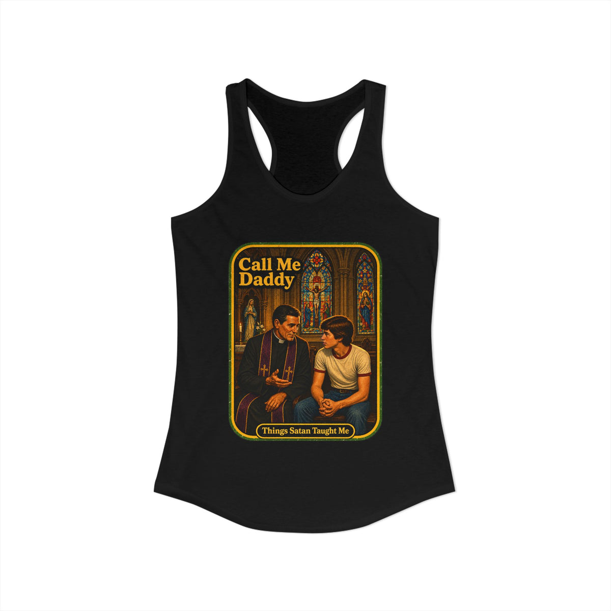 Call Me Daddy Racerback Tank in Black, view 2