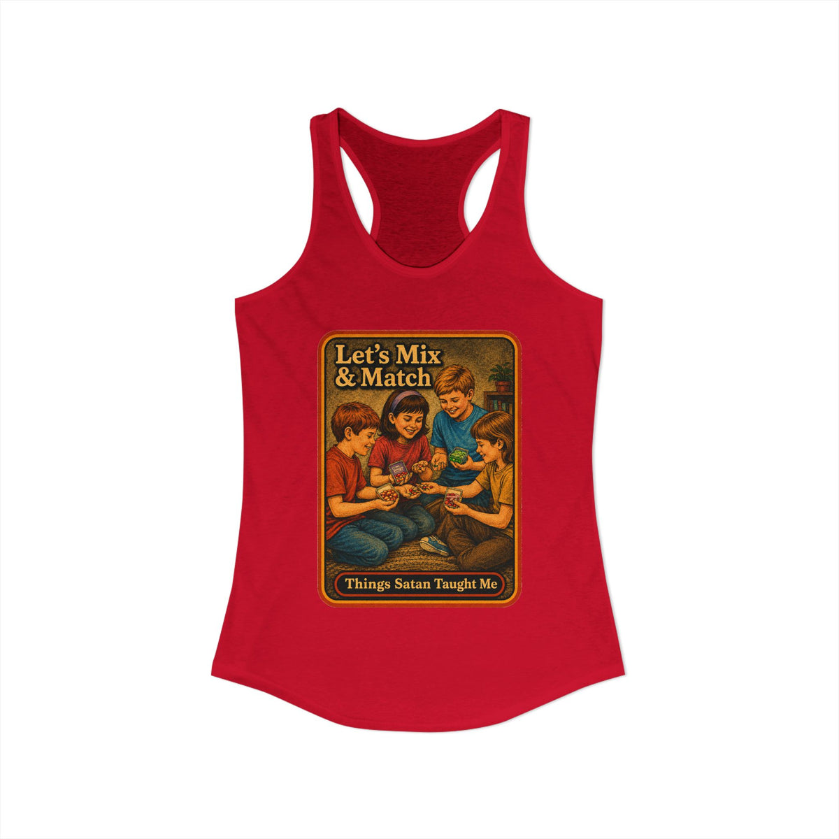 Let's Mix And Match Racerback Tank in Red, view 2