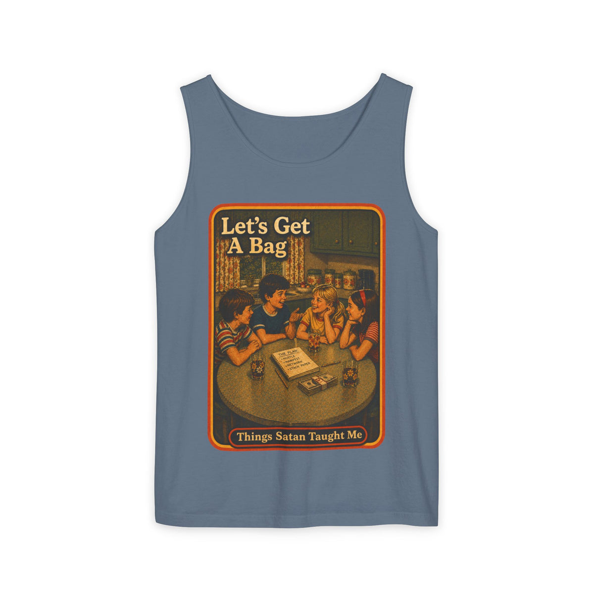Let's Get Another Bag Wife Beater in Blue Jean, front