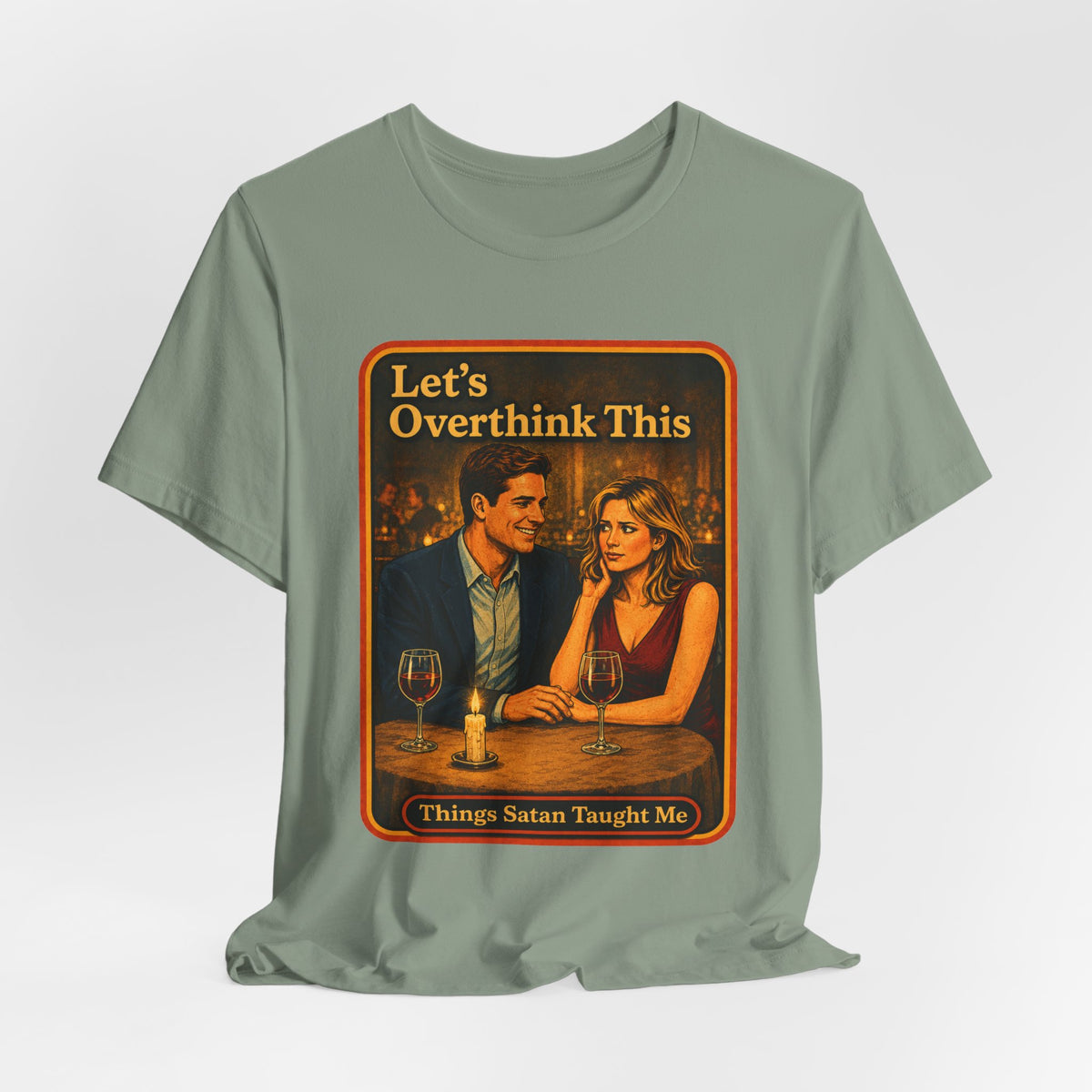Let's Overthink This Unisex Tee in Sage, view 4