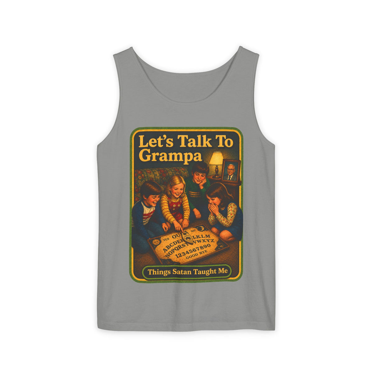 Let's Talk To Grampa Wife Beater in Granite, front