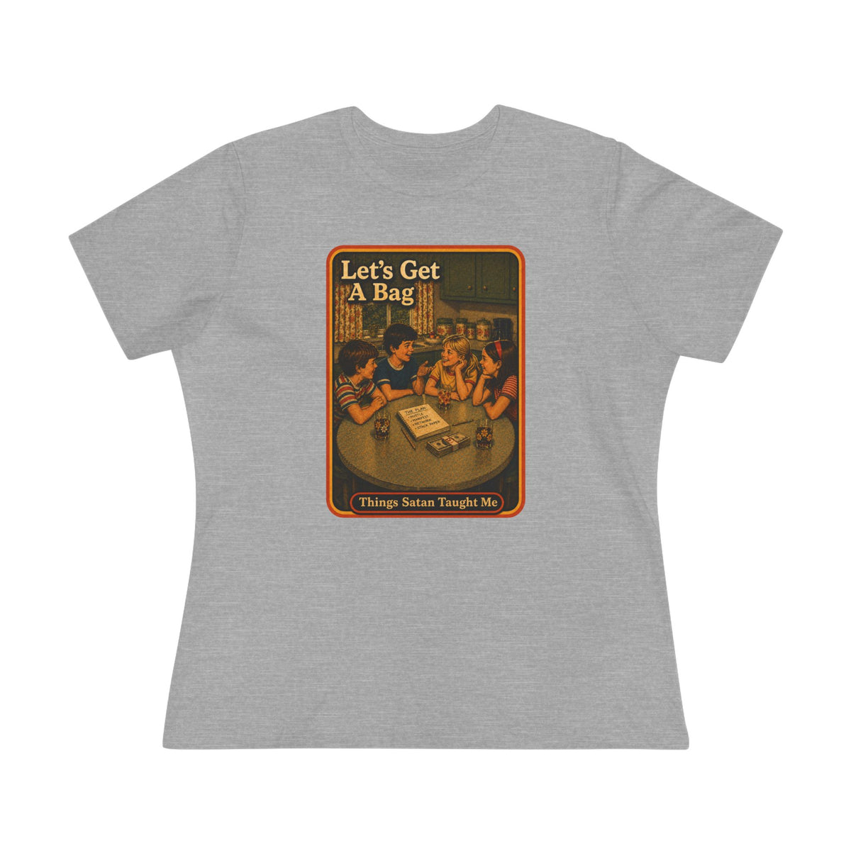 Let's Get Another Bag Women's Tee in Athletic Heather, front