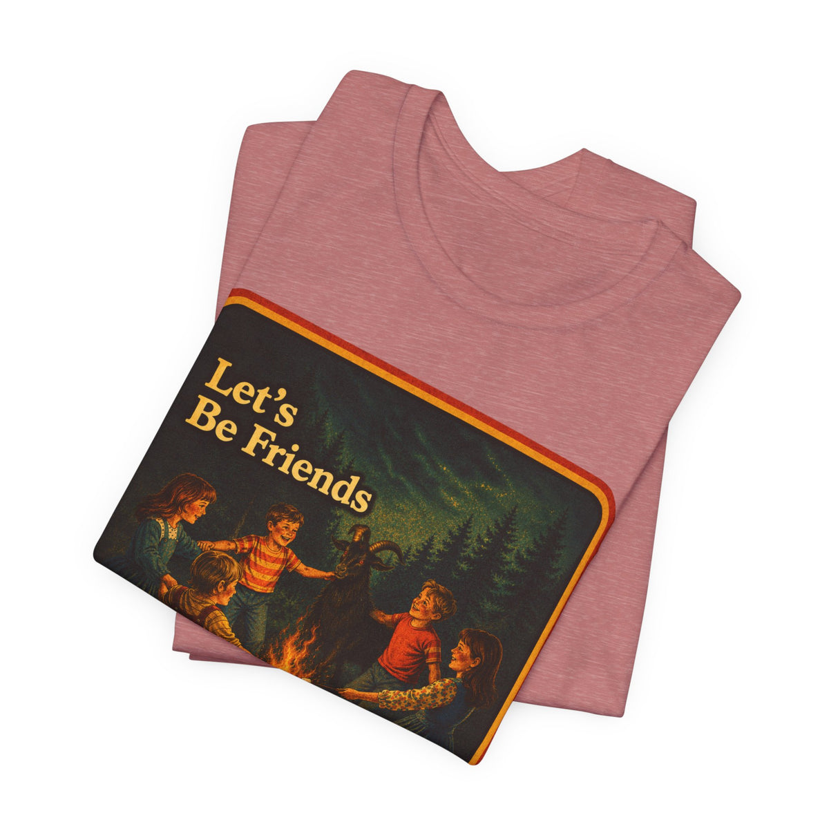 Let's Be Friends Unisex Tee in Heather Mauve, view 3