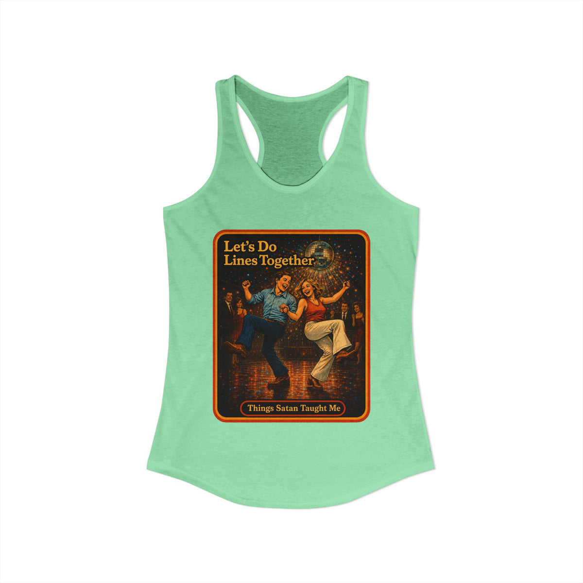 Let's Do Lines Together Racerback Tank in Mint, view 2