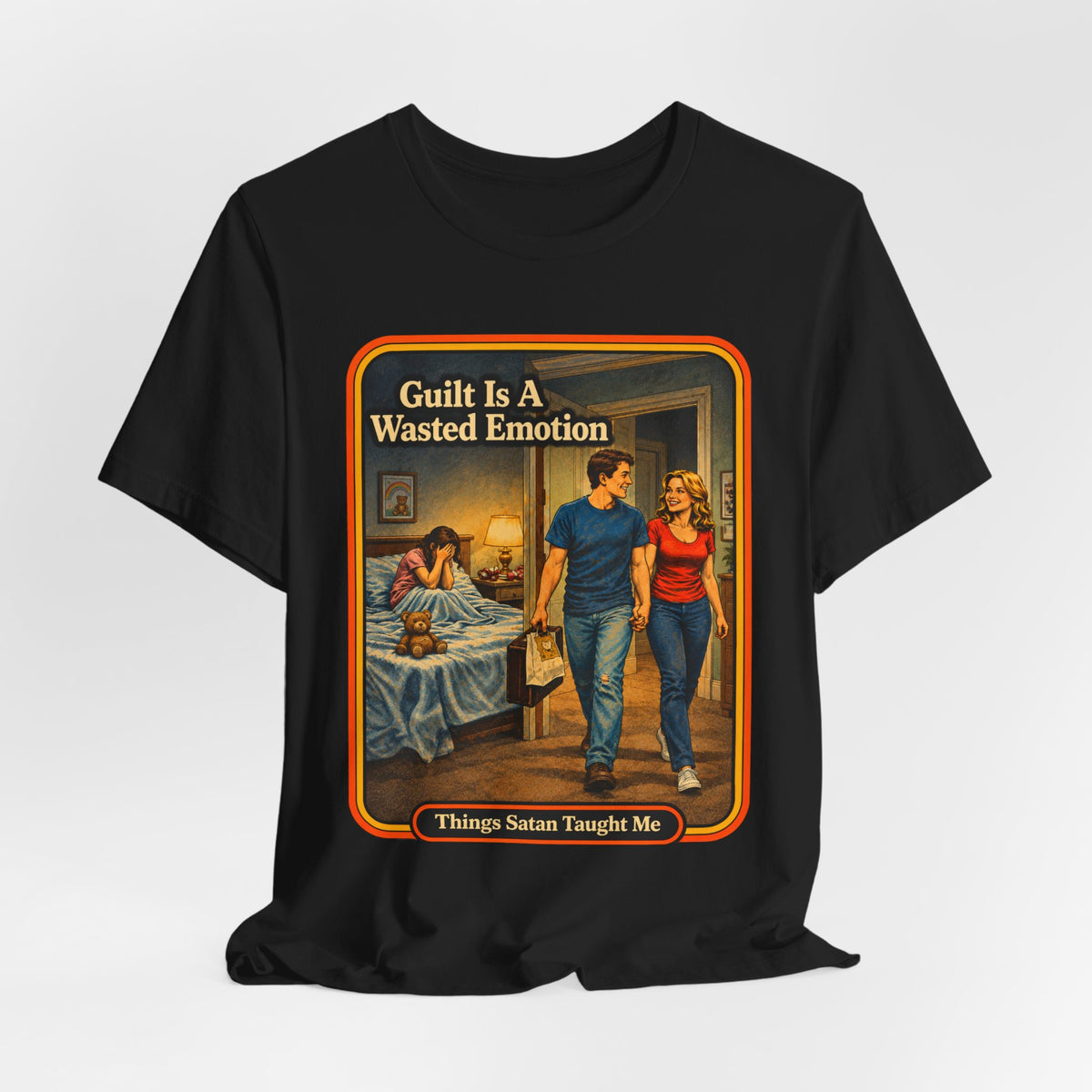 Guilt Is A Wasted Emotion Unisex Tee in Black, view 4