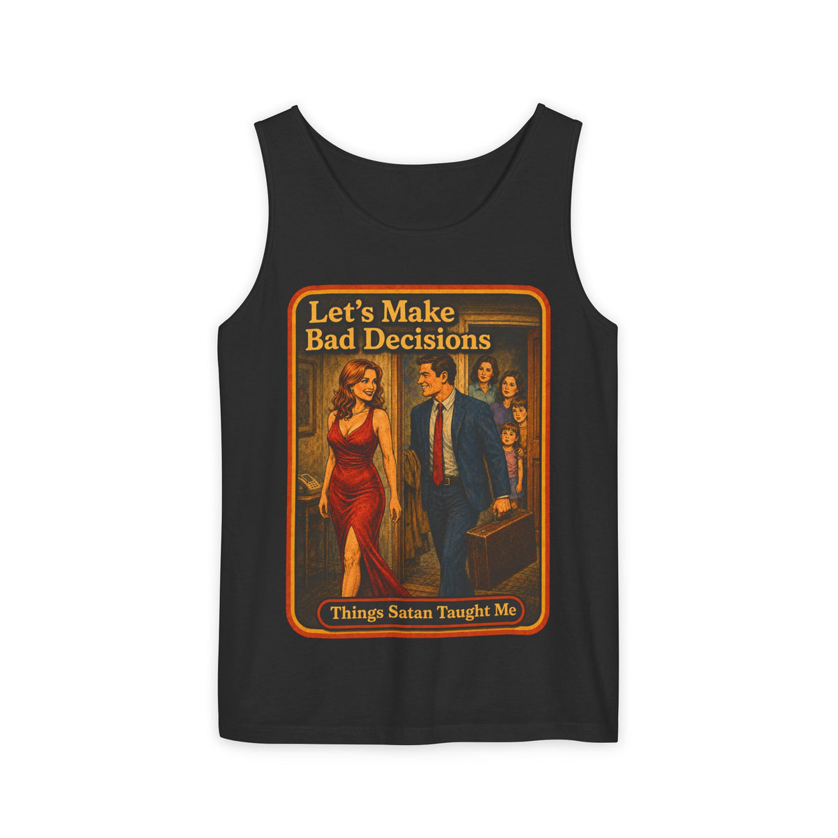 Let's Make Bad Decisions Wife Beater in Black, front