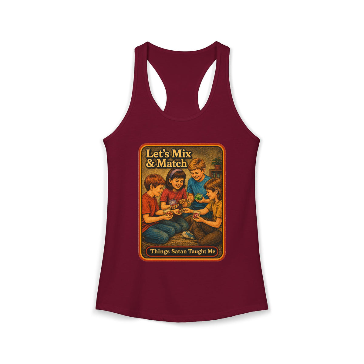 Let's Mix And Match Racerback Tank in Cardinal Red, front