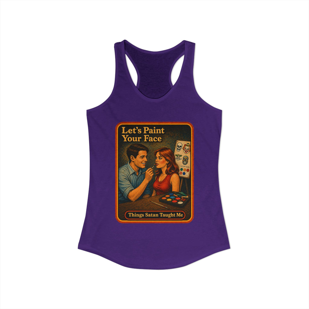 Let's Paint Your Face Racerback Tank in Purple Rush, view 2