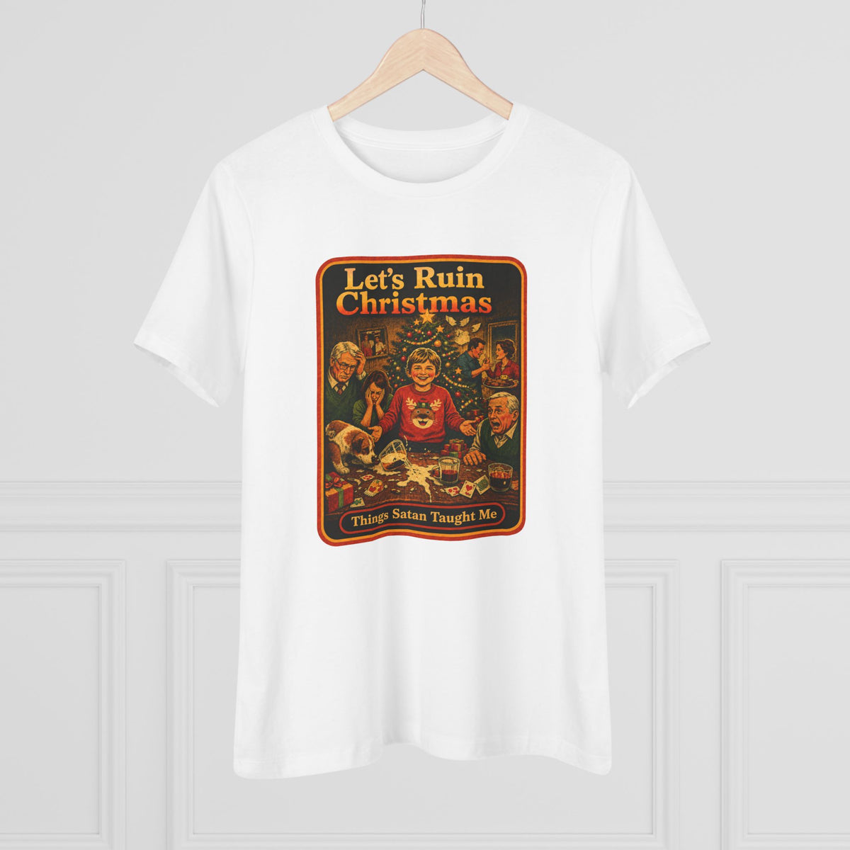 Let's Ruin Christmas Women's Tee in White, view 4