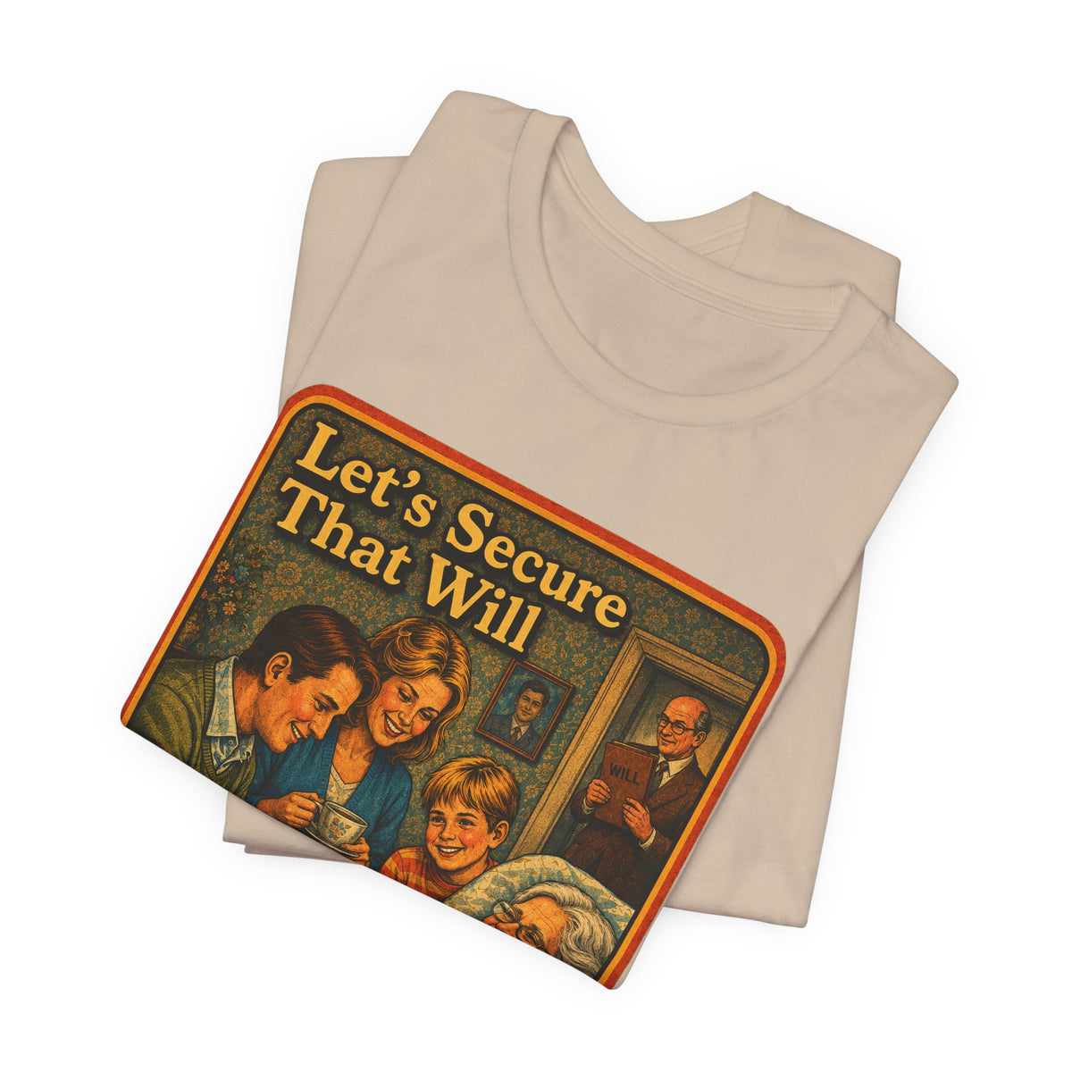 Let's Secure That Will Unisex Tee in Tan, view 3