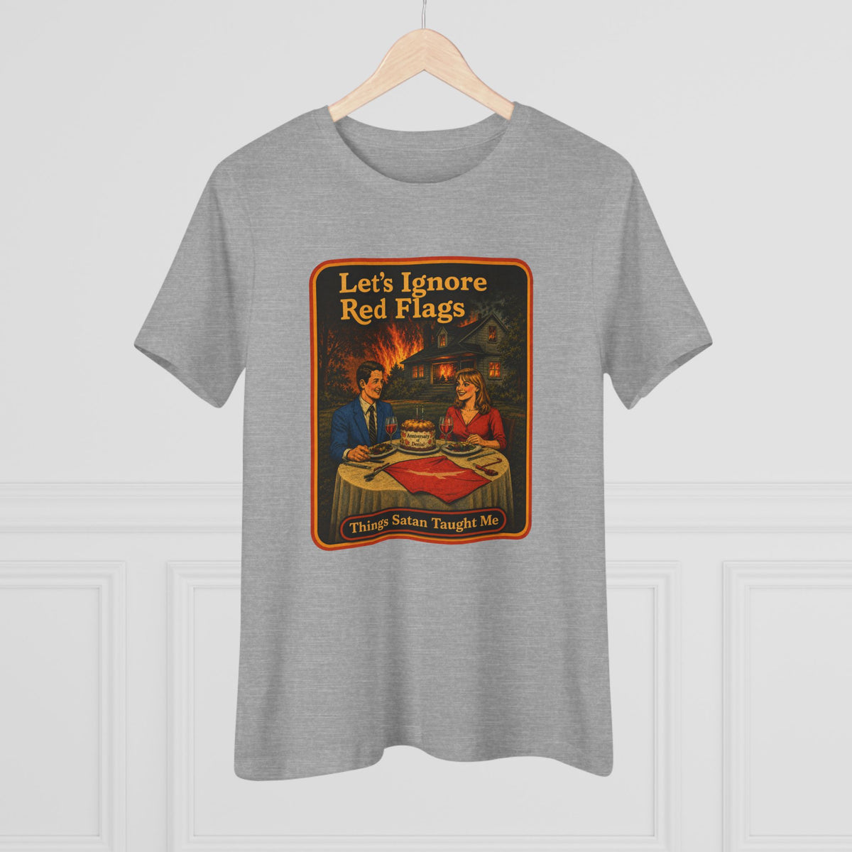 Let's Ignore Red Flags Women's Tee in Athletic Heather, view 4
