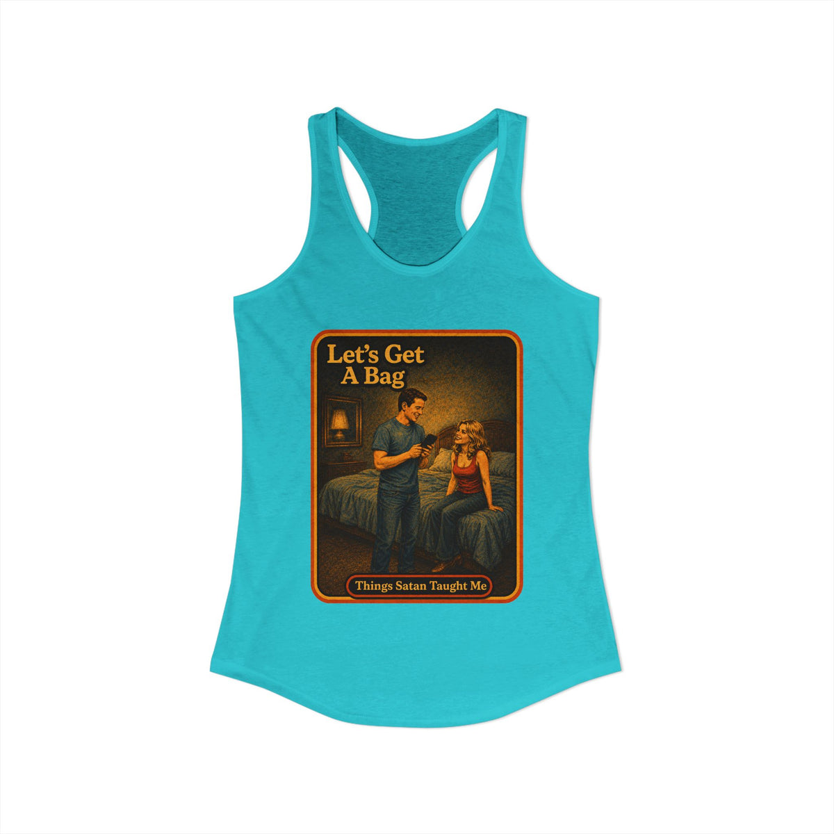 Let's Get A Bag Racerback Tank in Tahiti Blue, view 2