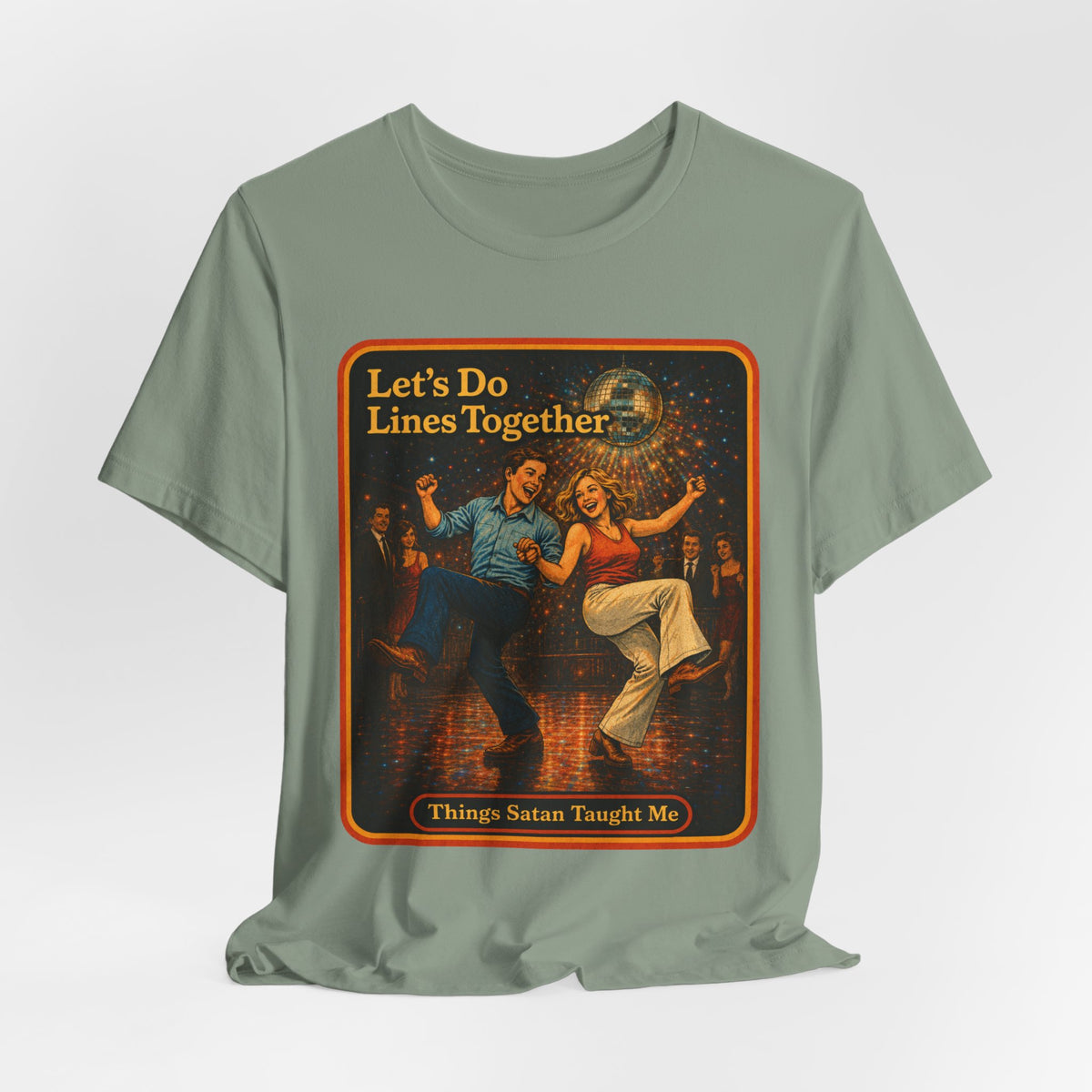 Let's Do Lines Together Unisex Tee in Sage, view 4