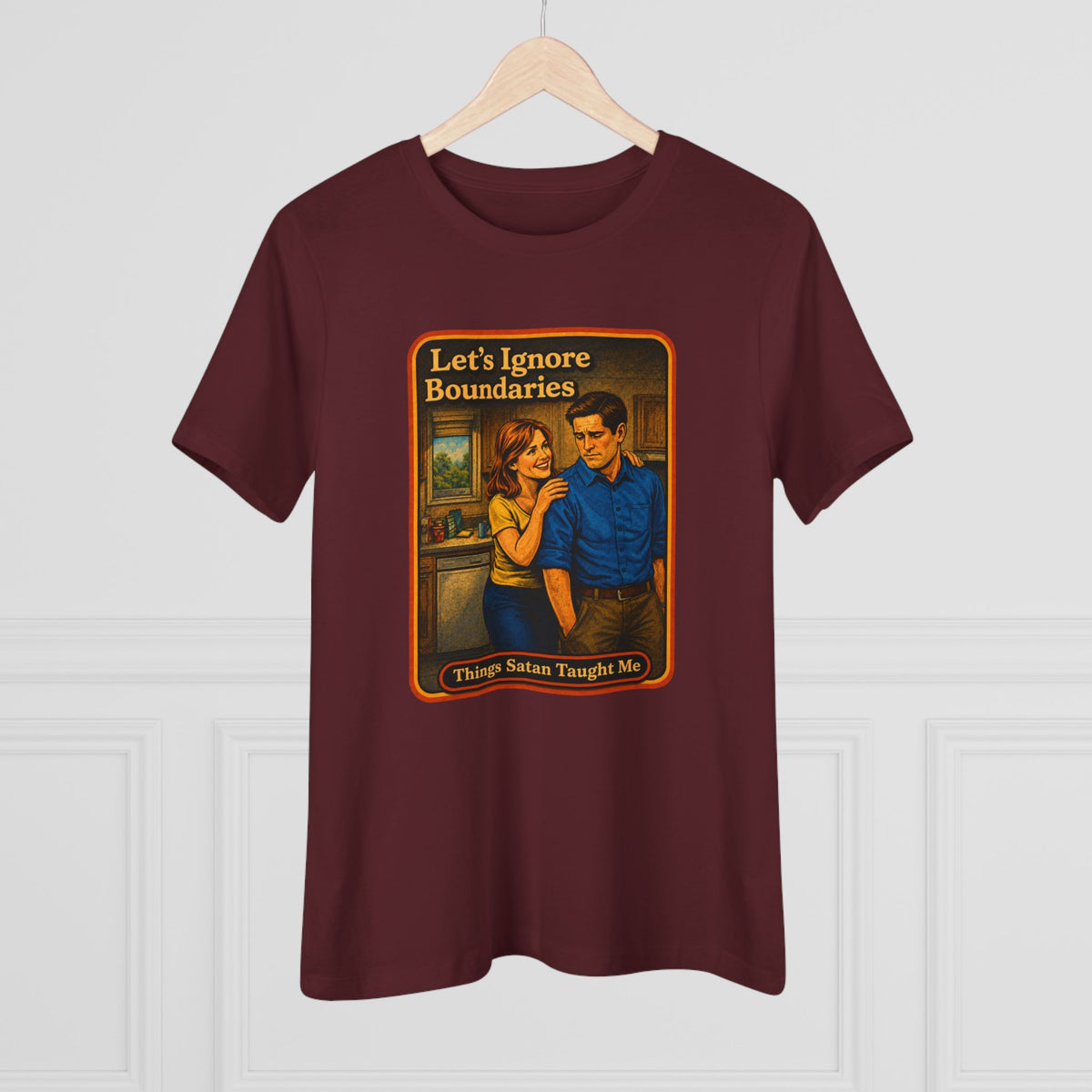 Let's Ignore Boundaries Women's Tee in Maroon, view 4