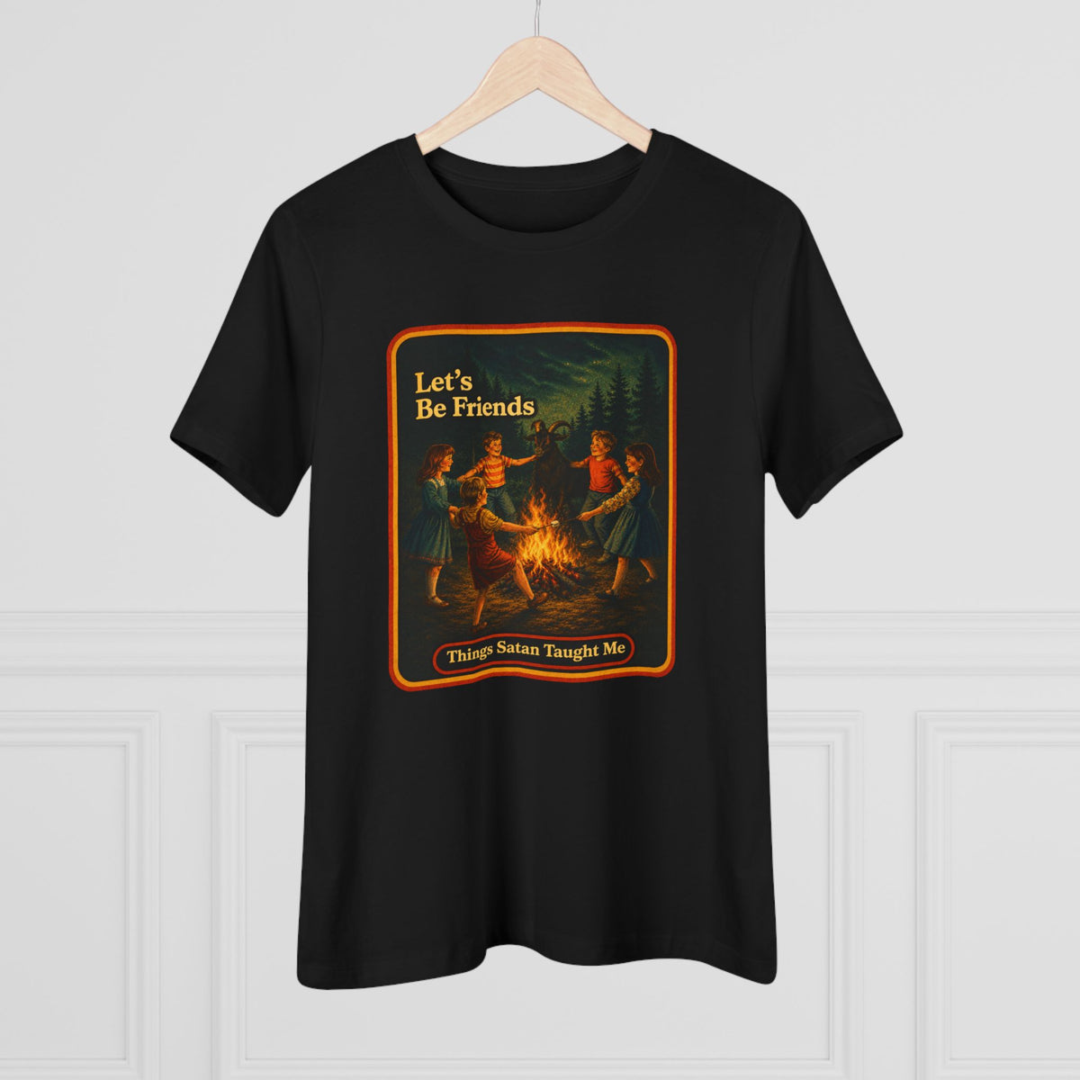 Let's Be Friends Women's Tee in Black, view 4