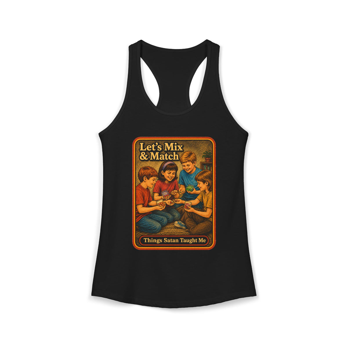 Let's Mix And Match Racerback Tank in Black, front