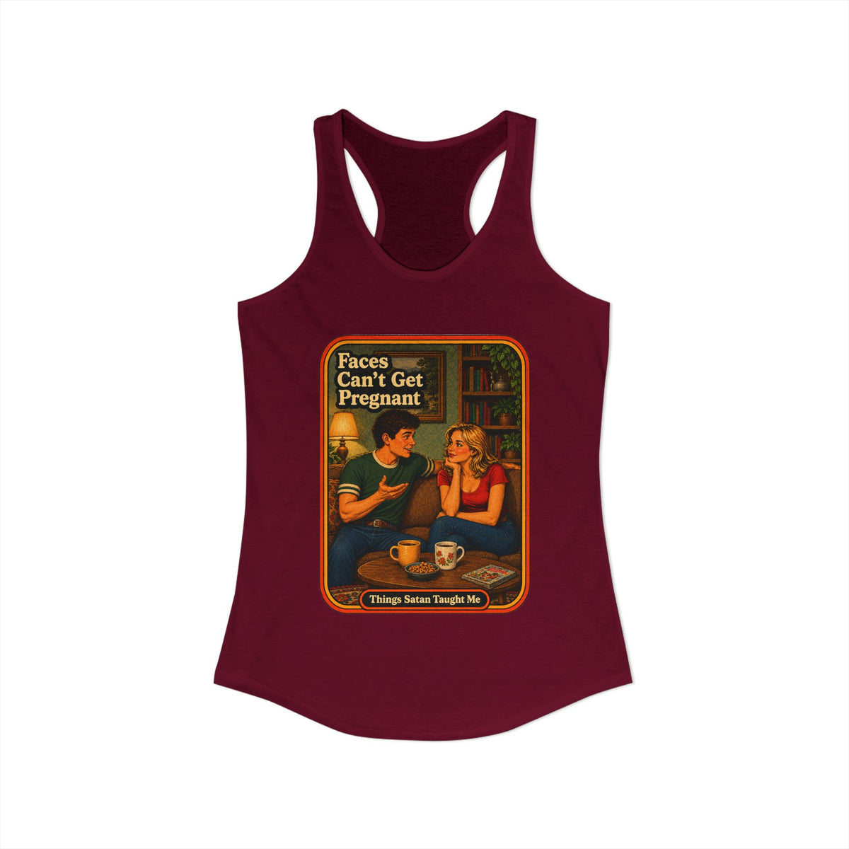 Faces Can't Get Pregnant Racerback Tank in Cardinal Red, view 2