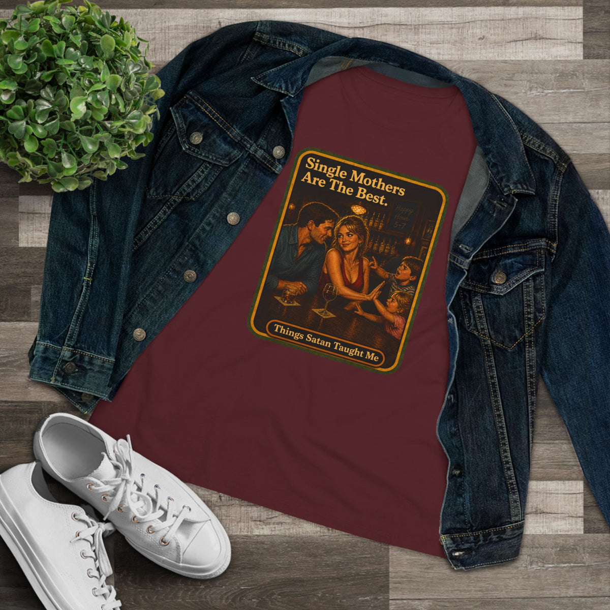 Single Mothers Are The Best Women's Tee in Maroon, view 3