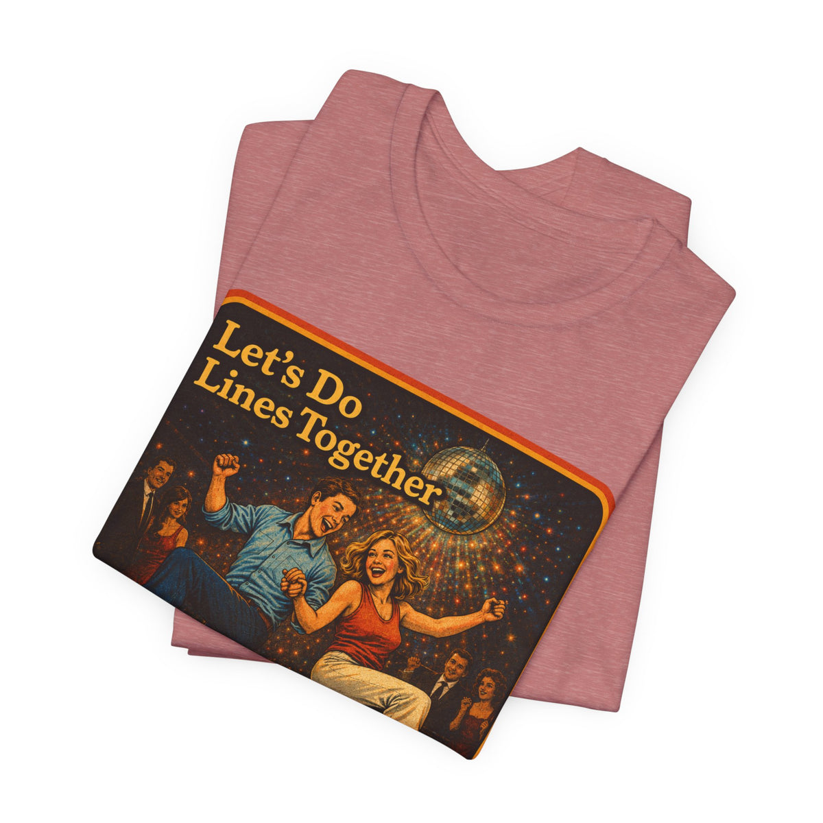 Let's Do Lines Together Unisex Tee in Heather Mauve, view 3